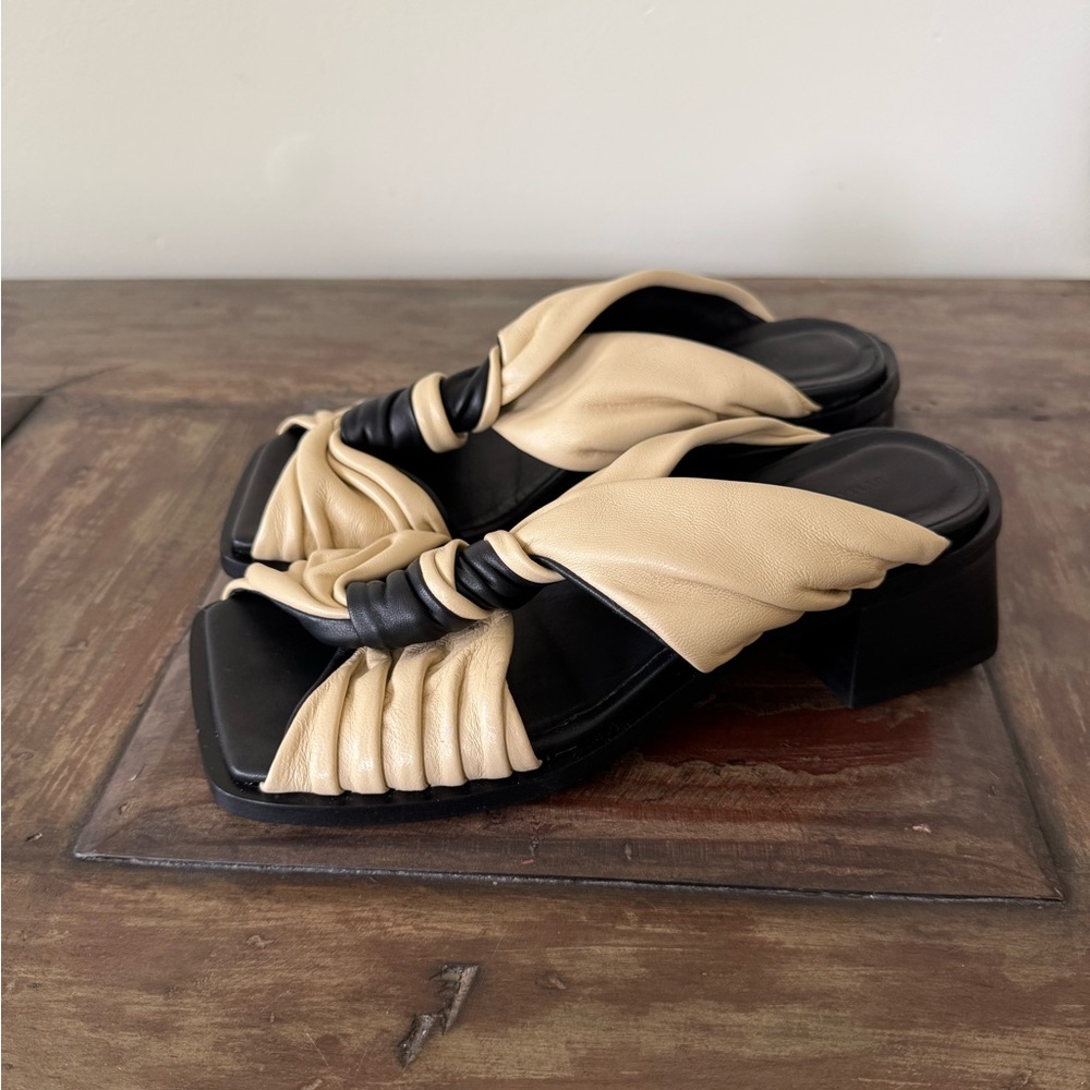 Malene Birger Marlowe two‎ tone twisted leather mules sandals women’s 6.5